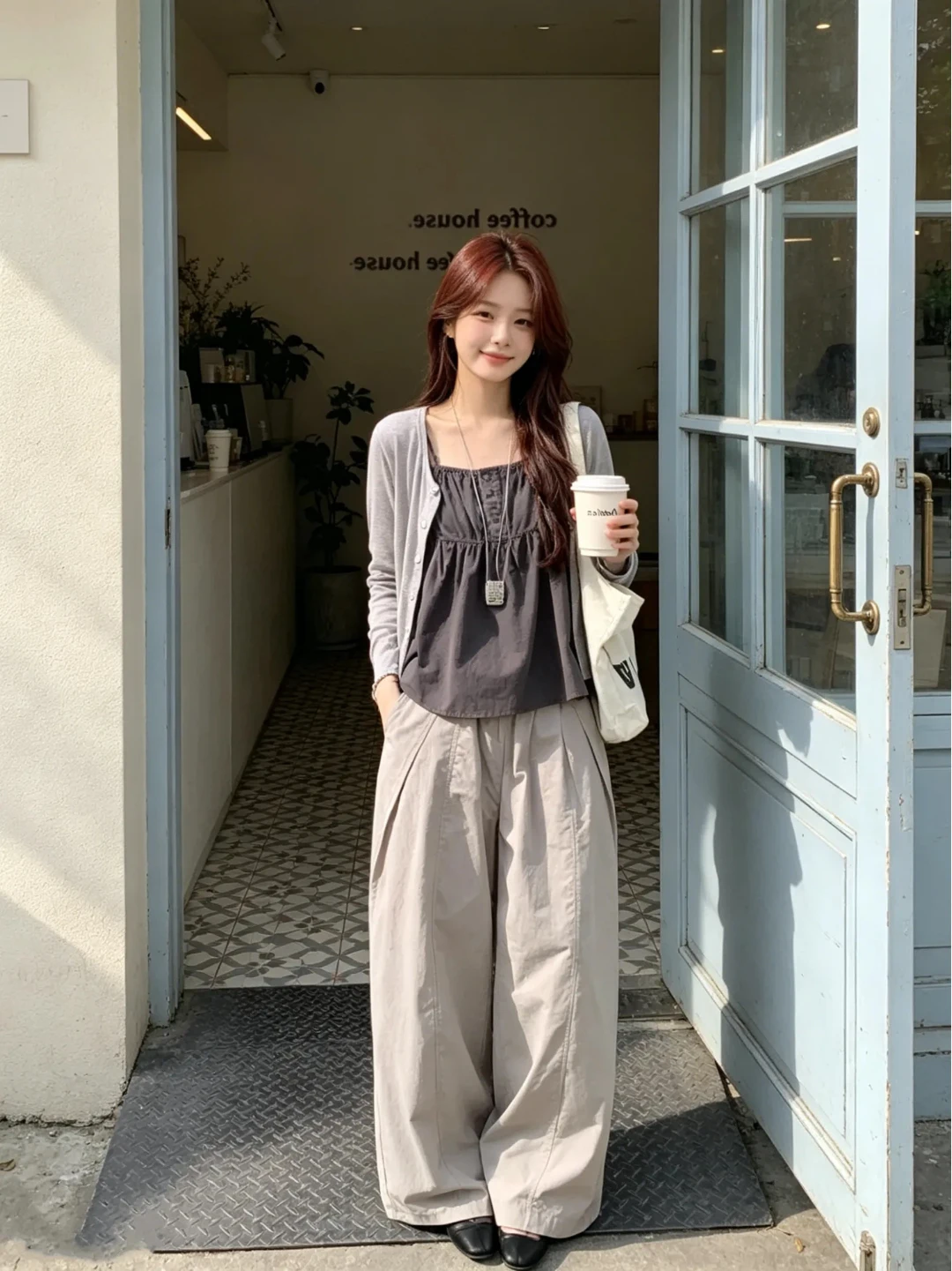 plus Size Women's Summer Thin Cardigan Set Casual Style V-Neck Long Sleeve Slimming Effect Commute Fashion Trendy Two-Piece Suit