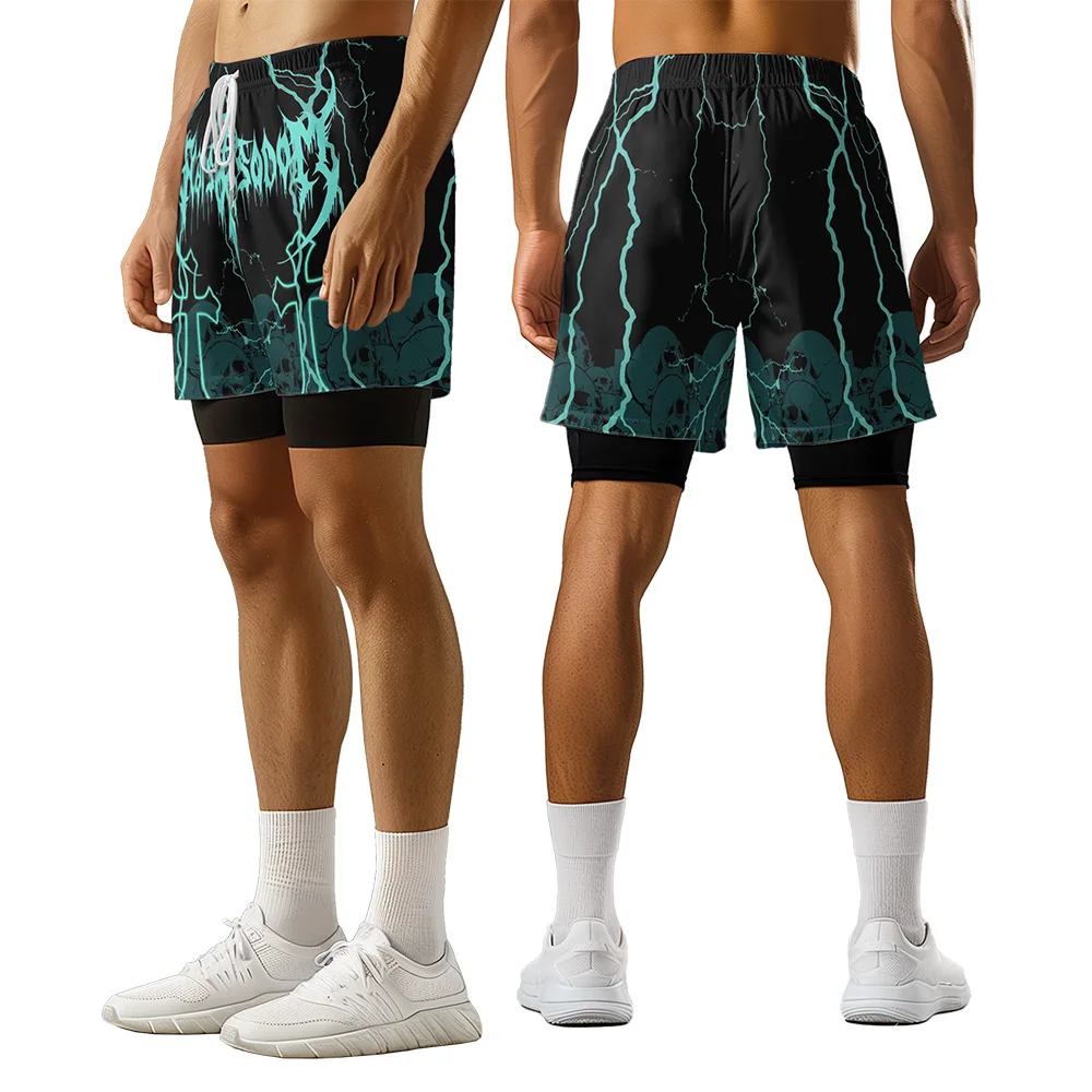 2024 New Original Design Summer Card Cross Pattern 3D Printing Casual Trend High Street Sports Basketball Shorts Men's Shorts