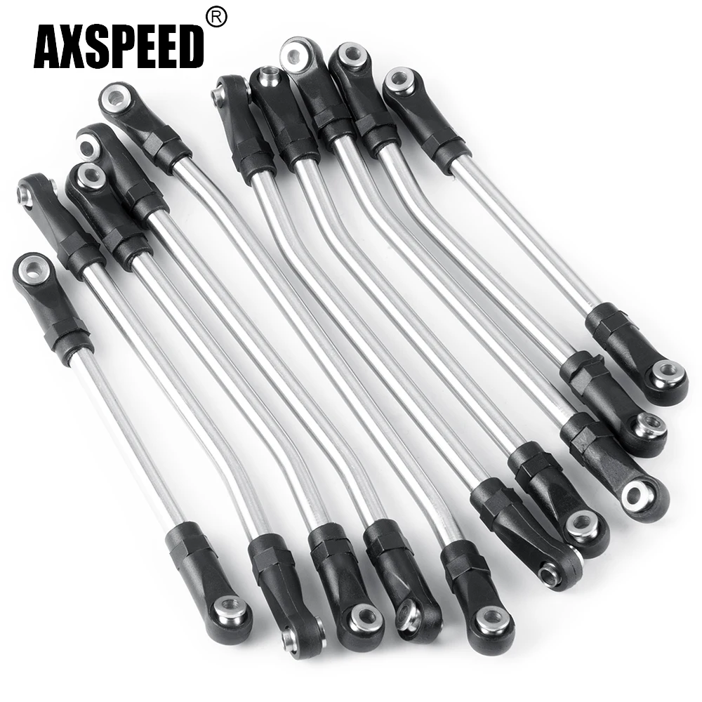 

AXSPEED 10Pcs Stainless Steel Upper & Lower Suspension Link Rod Linkage Set w/ Ball End for Element Enduro 1/10 RC Car Parts