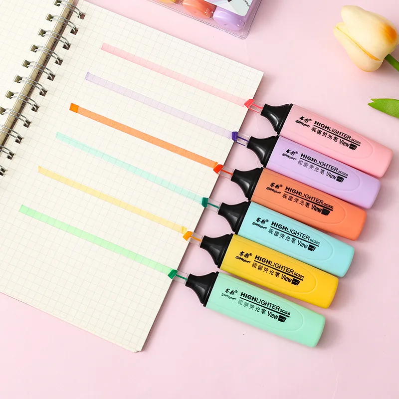 New Arrivals Transparent Highlighter Marker Macaroon Crystal Pen Six-color Creative Highlighters Stationery