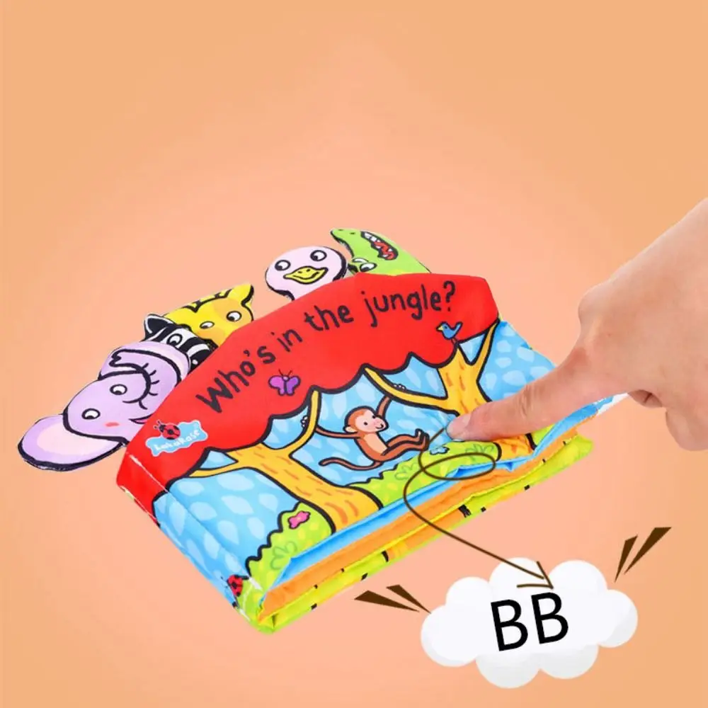 Leuk Doek Babydoek Boek Speelgoed Scheurvast met Staart Serie 3D Babydoek Boek Zacht Wasbaar Kinderen Crinkle Boek Kindergeschenken