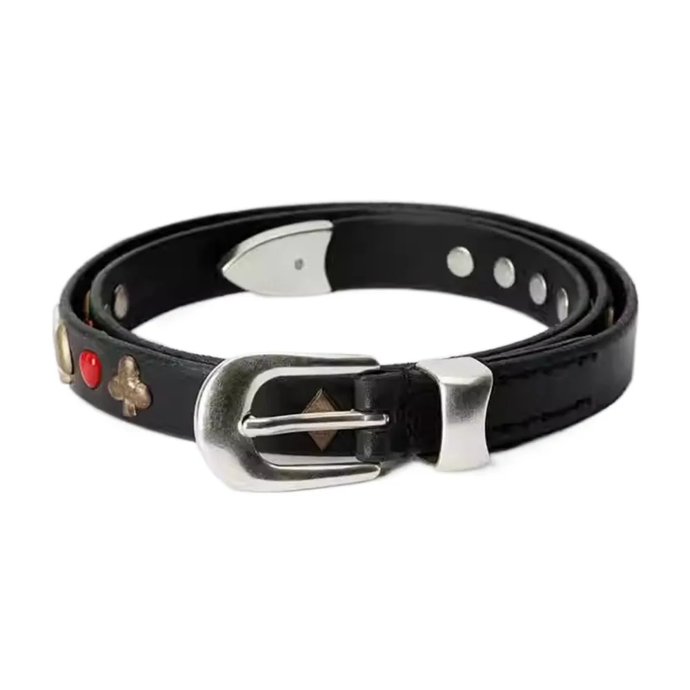 Cool Black Rivet Waistband PU Leather Punk Style Y2K Waist Belt Versatile Gothic Dress Jeans Belt Spicy Girls