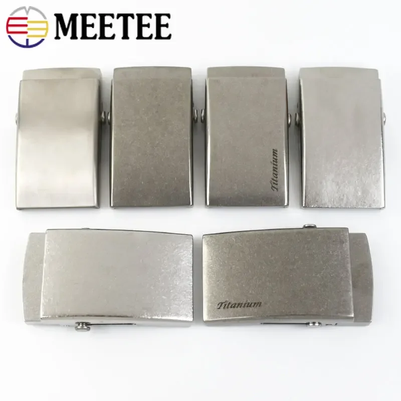 Meetee 1Pc 35/38mm Pure Titanium Belt Buckles Anti-allergy Toothless Roller Automatic Buckle Belts Head Clasp DIY Leather Craft