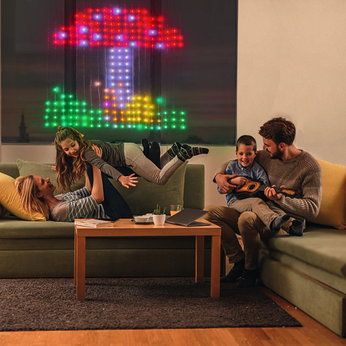 أضواء الستار الإبداعية والمثيرة للاهتمام القابلة للبرمجة USB RGB الجنية سلسلة ضوء 400 المصابيح لزينة نافذة حفلة عيد الميلاد