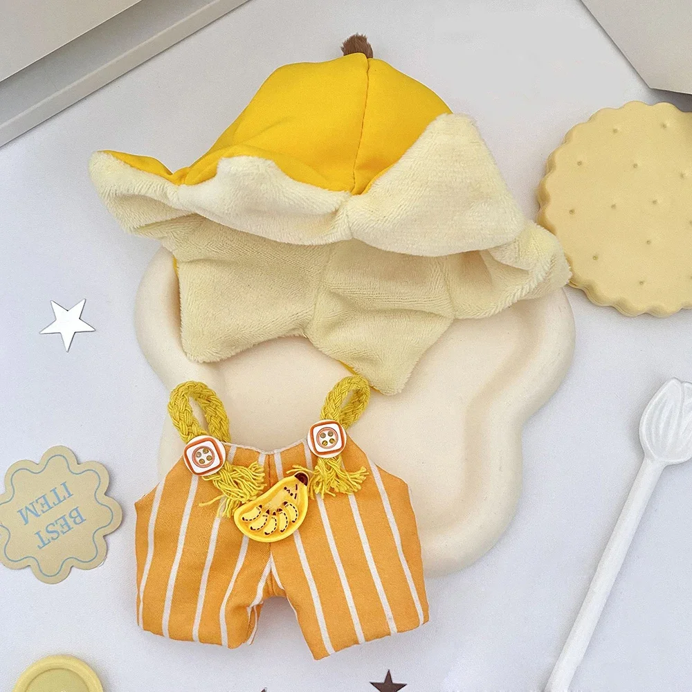 (بدون دمية) لـ 17 سنتيمتر Labubu دمية الملابس والاكسسوارات عارضة دمية الفاكهة الموز الملابس مجموعة