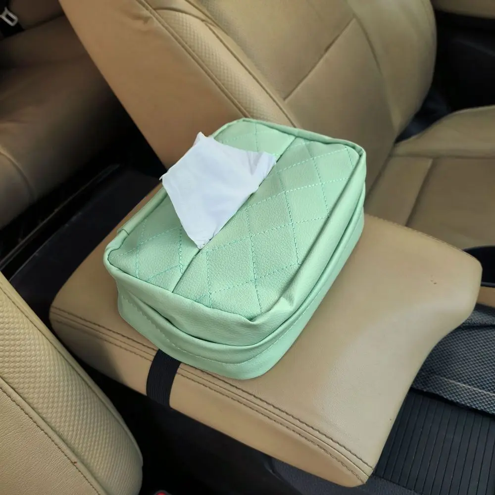 Scatola di fazzoletti per Auto sedile posteriore in pelle PU visiera parasole Organizer per appendere il cassetto del tessuto borsa per contenitori accessori per interni Auto