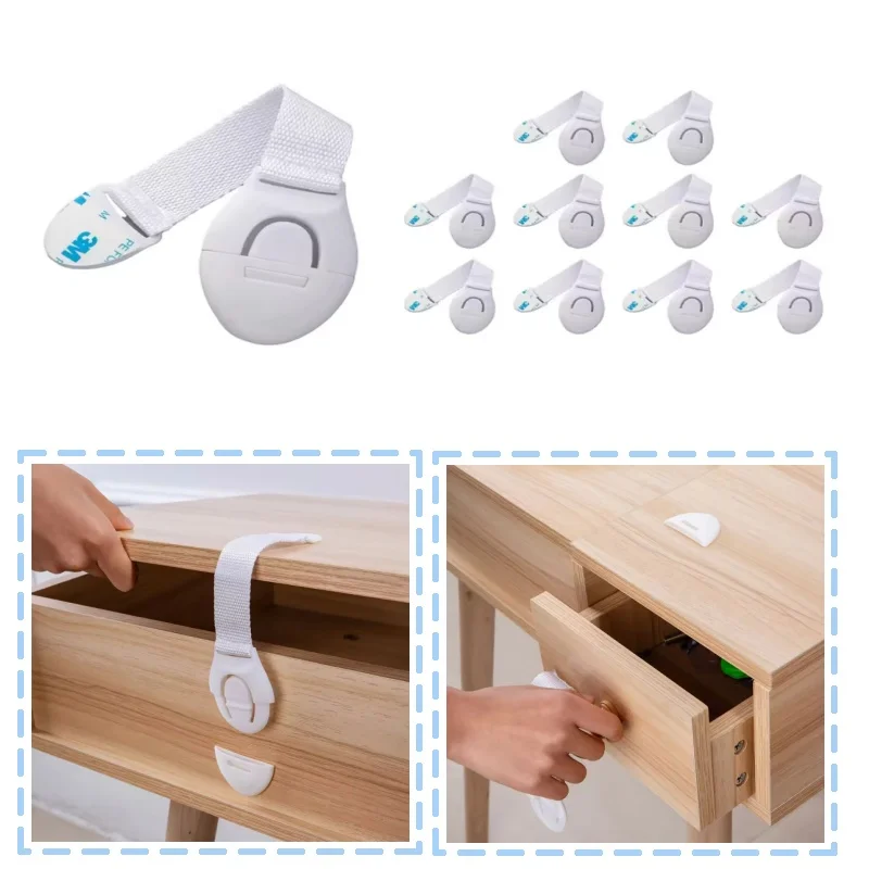 

10/20 шт. Детские защитные замки-фиксаторы для ящиков, многофункциональные защитные замки с тканевым ремнем, замки для ящиков и дверей шкафов