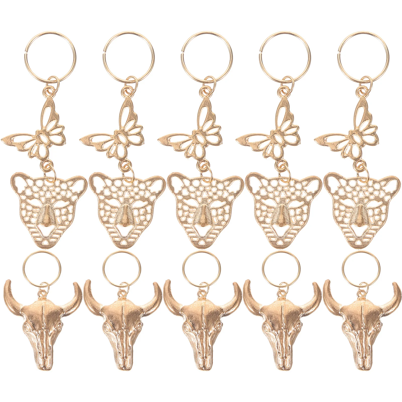 

10Pcs Ox Head Leopard Hair Pendants Braiding Jewelry Dreadlock Accessories Fashionable Gifts Hair Jewelry Braid Accessories