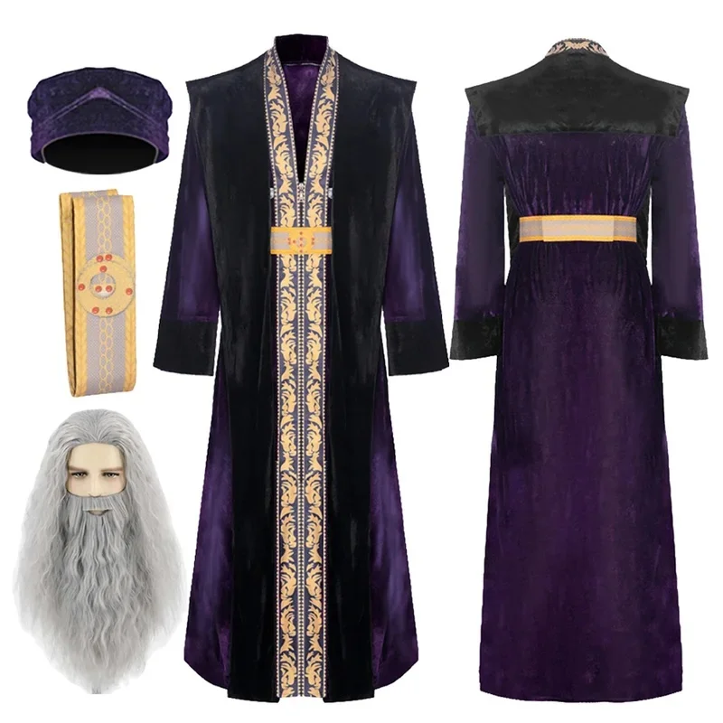 CHIOS Costume de Cosplay Albus le Magicien, Chapeau, Ceinture, Perruque, Tenue de Film de Magie, Déguisement, Costume de Rôle pour Hommes Adultes, Tenue Fantasia, Homme CHIOS