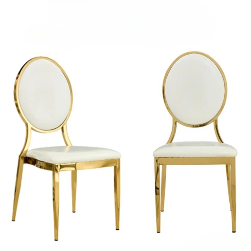 

Modern Simple Stainless Steel Wedding Armchair round Backed Metal Bamboo Stool for Hotel Party Banquet Reception