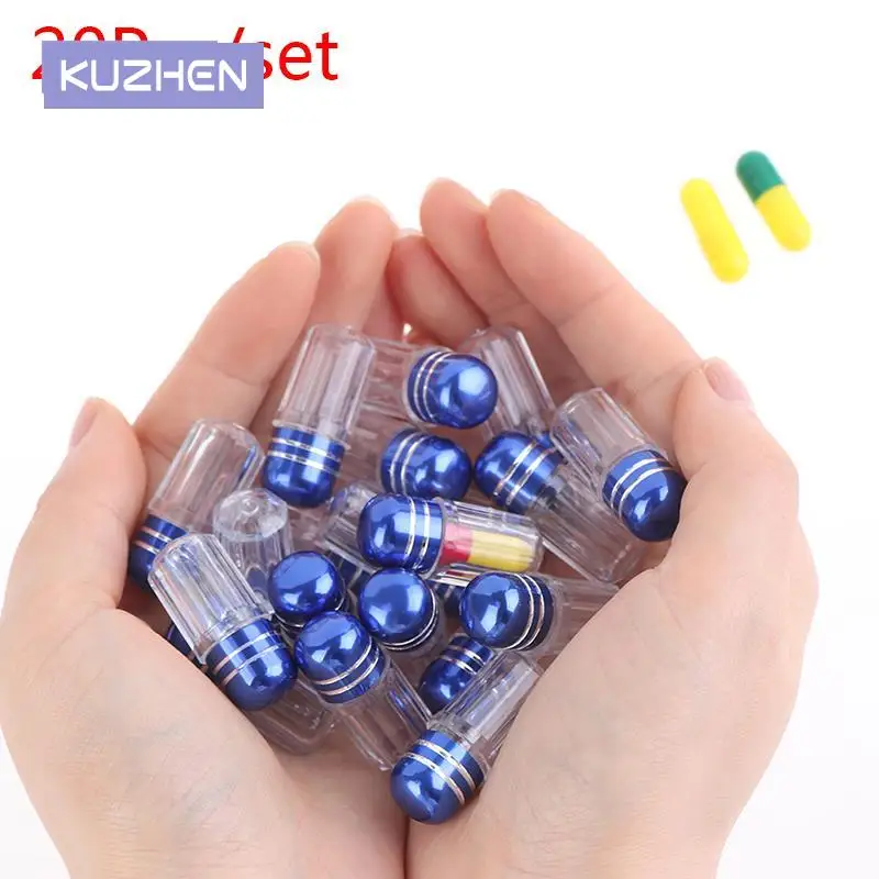 10/20/100PC Empty Capsule Shell Colorful Empty Clear Pill Case Plastic Bottle Drug Container Tablet Medicine Splitter Holder Box