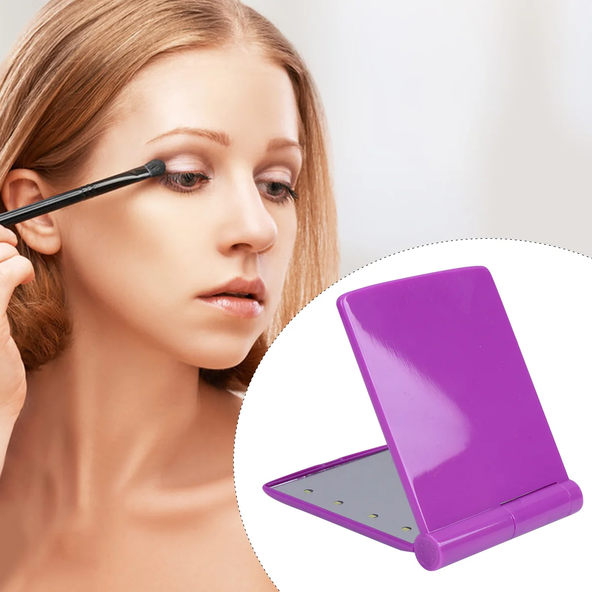 

Illuminated LED Folding Compact Mirror Makeup Small Handheld Vanity Mirrors Portable Pocket for Purse