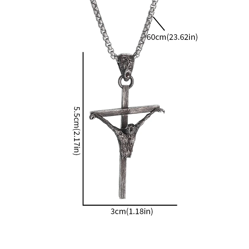 Vintage Classic Christian Jesus Cross Pendant Necklace for Men and Women Religious Catholic Prayer Amulet Jewelry