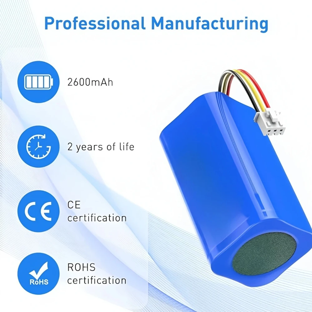 

18650 battery pack, 14.4V and 2600mAh lithium-ion battery，for LIECTROUX C30B XR500 E30 for Robot vacuum cleaner PROSCENIC 800T