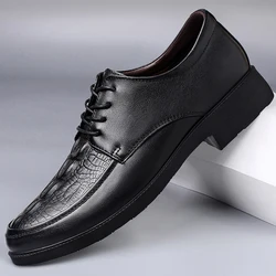 Italian Flats Men Dress Shoes Luxury Genuine Leather Handmade Quality Laces Up oxfords Business Party Social Shoes men