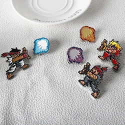 Classic Game Badge Brooch Cartoon Figure Street Fighter Enamel Lapel Pins Cute Cosplay Props Jewelry Gift for Friends