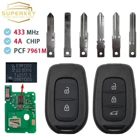SUPERKEY Remote Car Key 2/3 Button OEM PCF7961M 4A Chip 434MHZ For Renault Dacia Logan 2 Sandero Lodgy Dokker Trafic Clio4 Duste