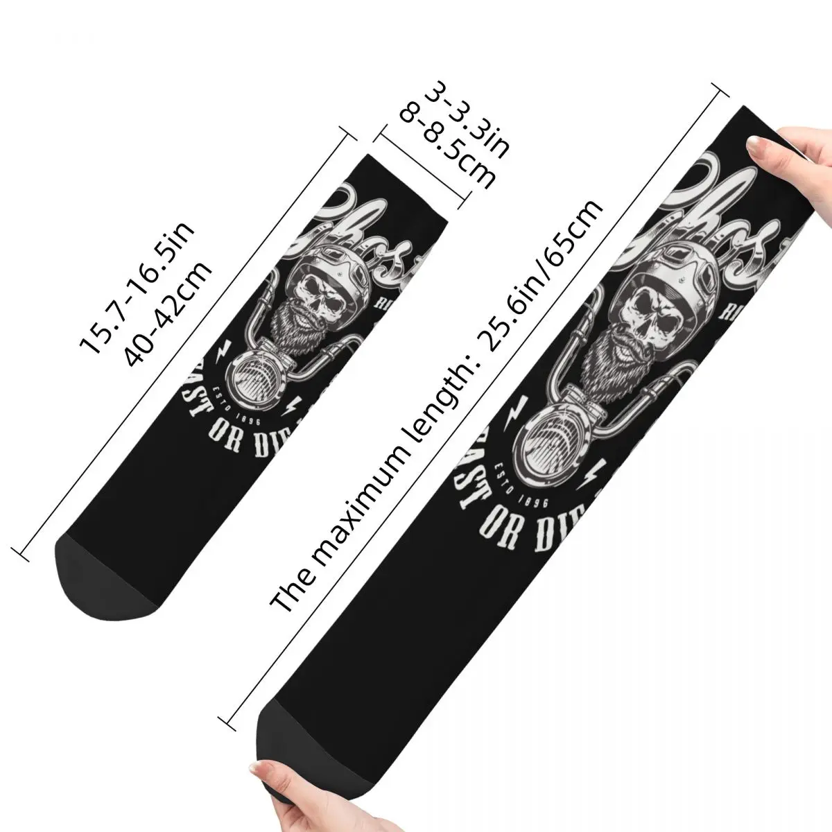 Fashion Men's Socks Casual Motorcycle Skull Sock Polyester Horror Halloween Graphic Women Socks Spring Summer Autumn Winter