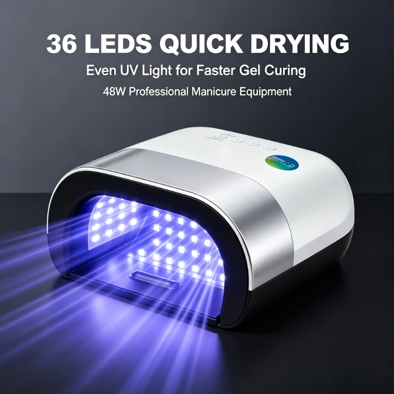 Lámpara de Uñas UV LED de 48W con 36 LEDs, Secador de Gel Profesional con Sensor Automático, Equipo de Manicura de Curado Rápido, Herramienta de Secado Rápido para Uso en Casa y Salón de Uñas.