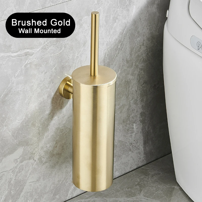 Rvs Badkamer Toiletborstelhouder Accessoires Zwarte Toiletborstel Wandmontage WC Cleaner Brush FR07