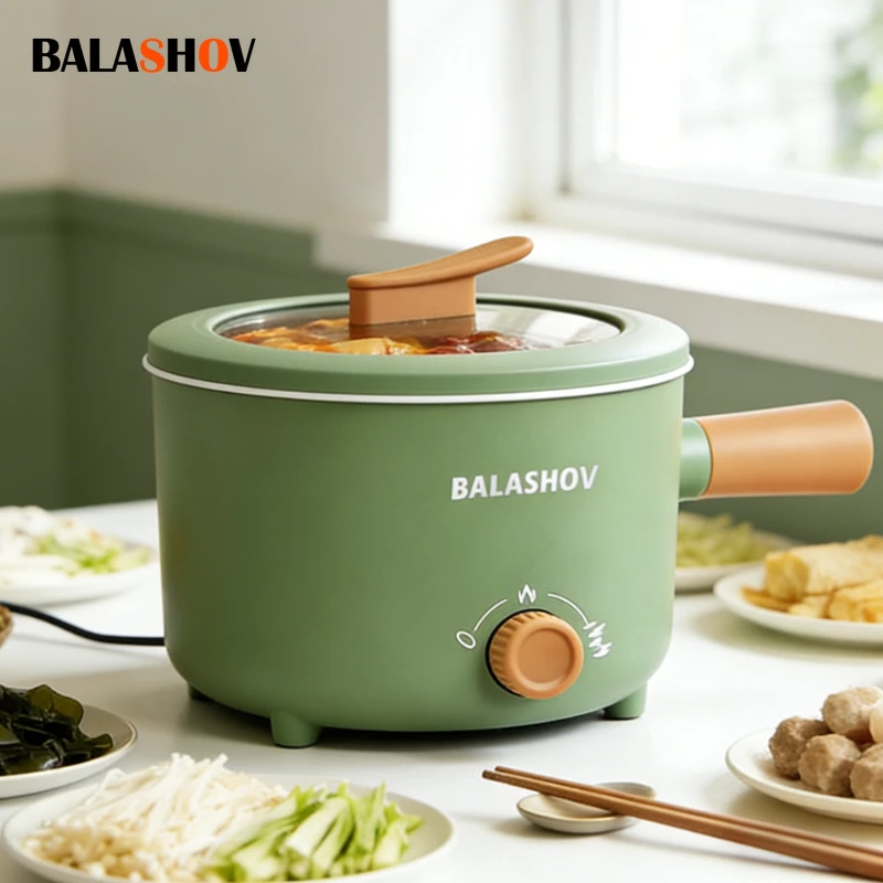 Olla Eléctrica Multifunción de 1.8L, Mini Arrocera Doméstica, Olla Antiadherente, Multicocina Portátil para 1-2 Personas, Ideal para Dormitorios