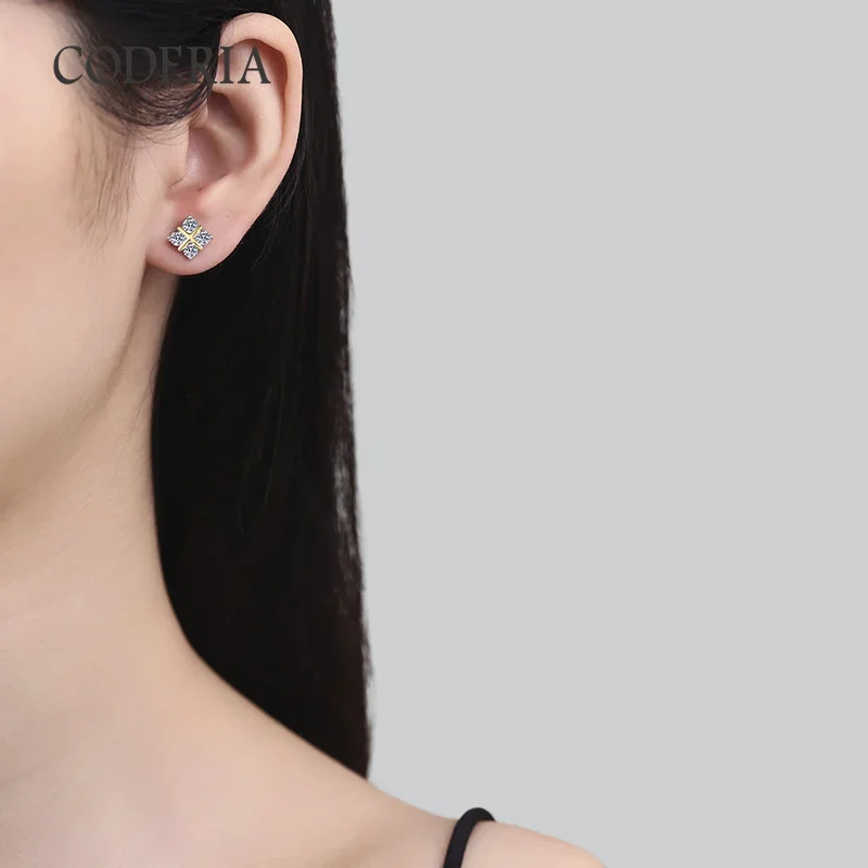 Gazing Jewelry18KGold Plated 925 Sterling Silver Earrings for Women, Birthday Gift. D Color, 3EX Cut Round Moissanite, GRA Certi