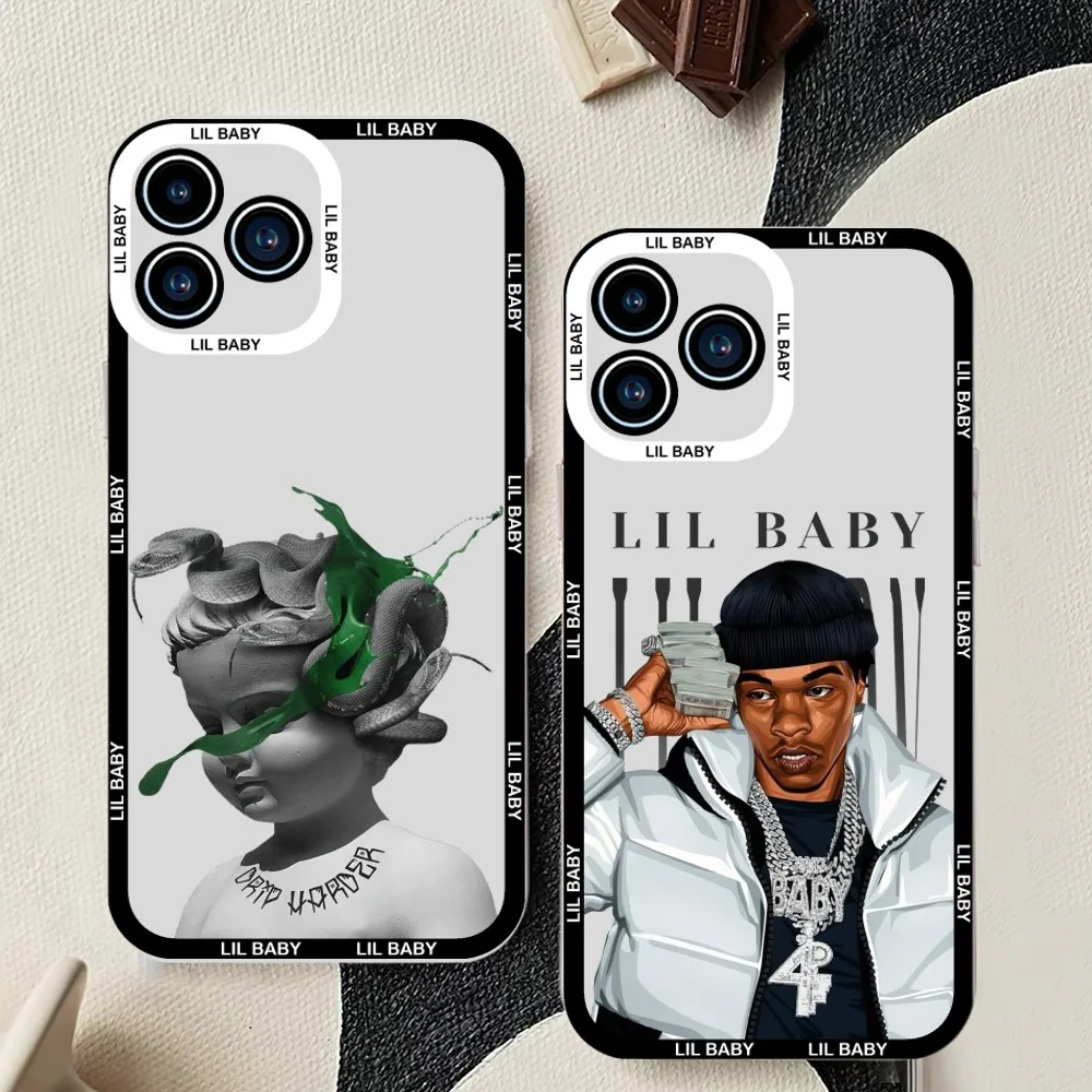 L-Lil Baby Rapper Phone Case For iPhone 11 12 Mini 13 14 15Pro Max Transparent Shell