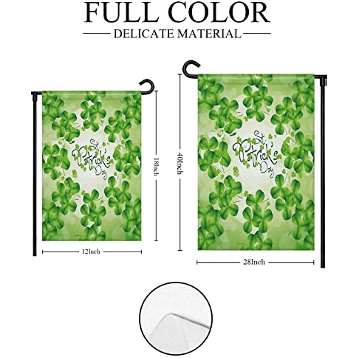 St. Patrick's Day Green Clovers Garden Flag 12x18 Inch Double Sided Yard Flag Outdoor Decorations Garden Flag for All Seasons