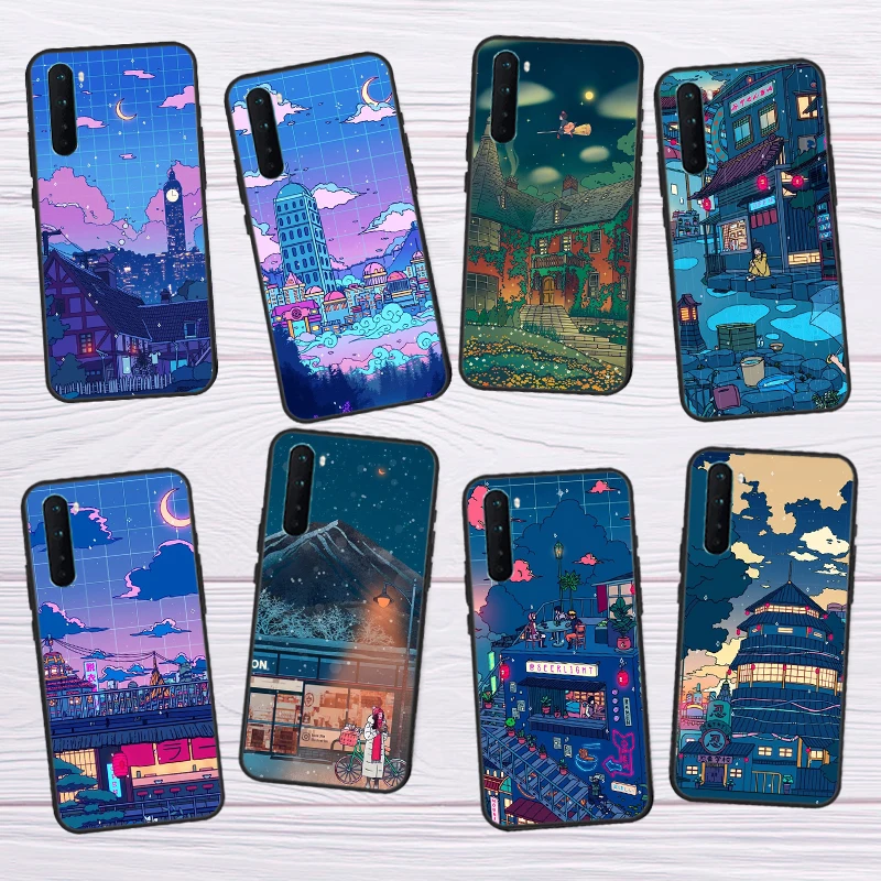 Cyberpunk  Village Neon Anime For Realme 10 Pro Plus GT Neo 5 3T C55 C35 C33 C31 C30 C21Y OnePlus 11 Nord CE 2 3 Lite Case