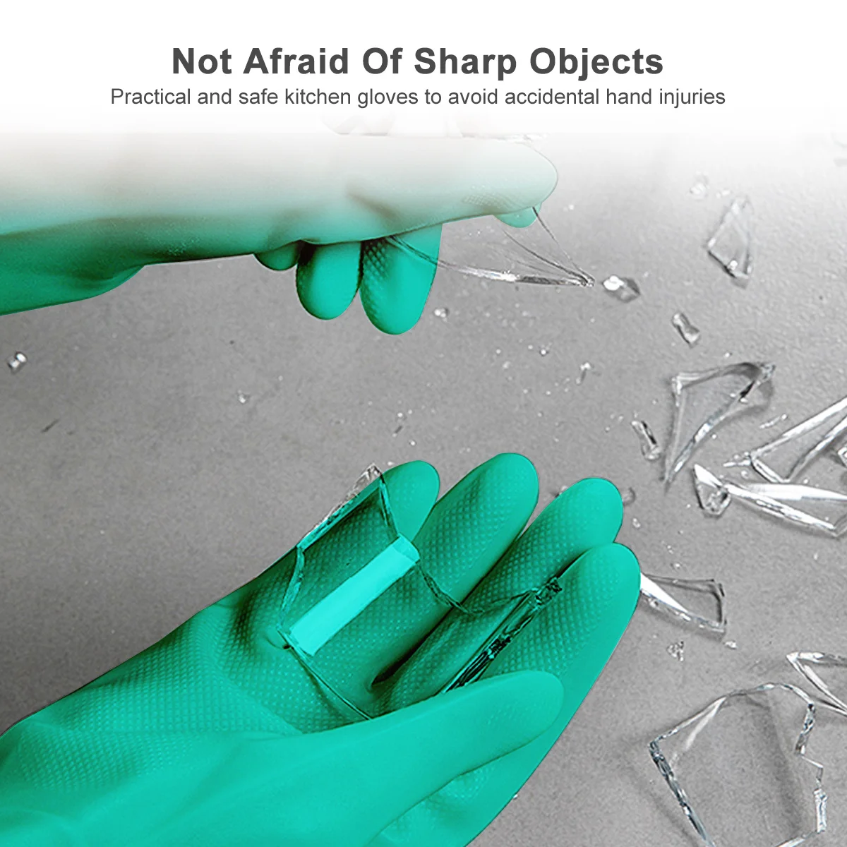 

1 Pair Dishwashing Rubber Gloves Green Size L Lightweight Waterproof Household Cleaning Gloves For Kitchen Car Wash Laundry