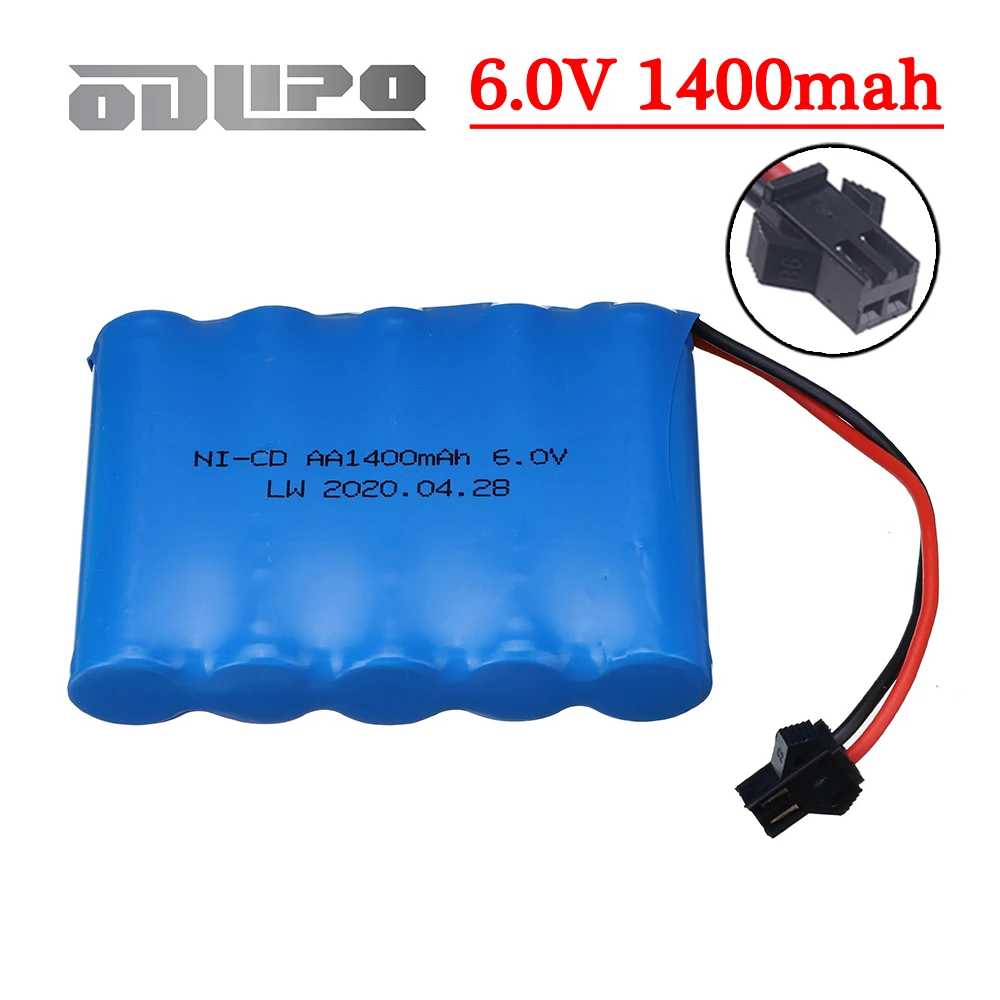 RC 장난감용 NICD 배터리 팩, 자동차 보트 로봇 탱크 건 부품, Ni-CD AA, 700mAh, 6.0V 충전식 배터리 팩, SM 플러그, 1400mAh, 6V