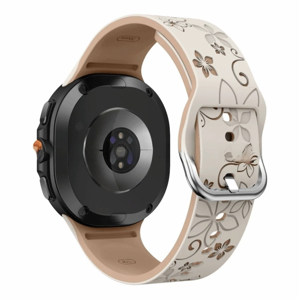 Silicone Watch Strap No Gaps Carved Print Watch Band Comfortable Carved Print Strap for Samsung Galaxy Watch 8/Watch 8 Classic