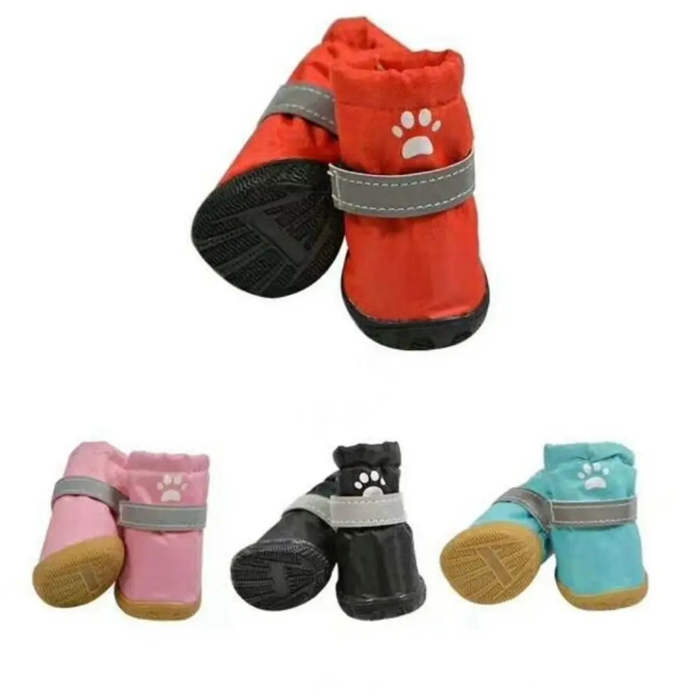 4 unids/set zapatos impermeables para perros, Botas de lluvia antideslizantes para exteriores, calzado para perros pequeños, botines para cachorros, accesorios para patas de mascotas