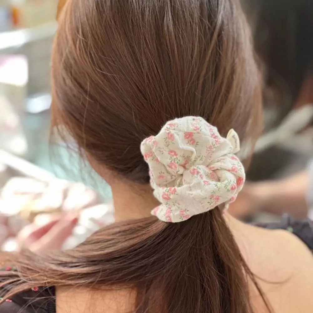 Sweet Cotton Elastic Hair Bands Scrunchies Accessories Lace Hair Scrunchies Small Floral Print Cute Headwear Girls