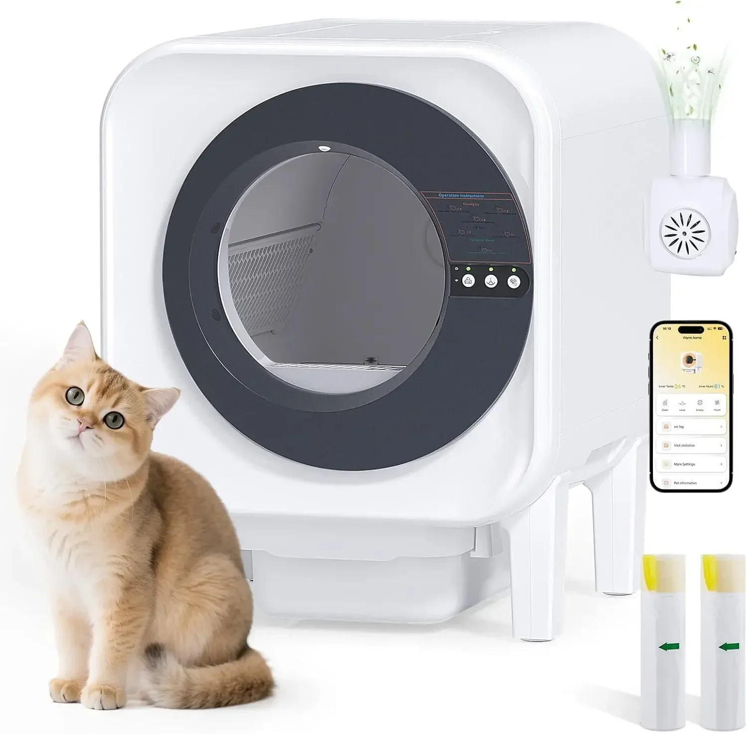 

Automatic Cat Litter Box, Self Cleaning Litter Box with App Control, 75l Large Cat Litter Boxs for Multi-Cat Homes,, Customized
