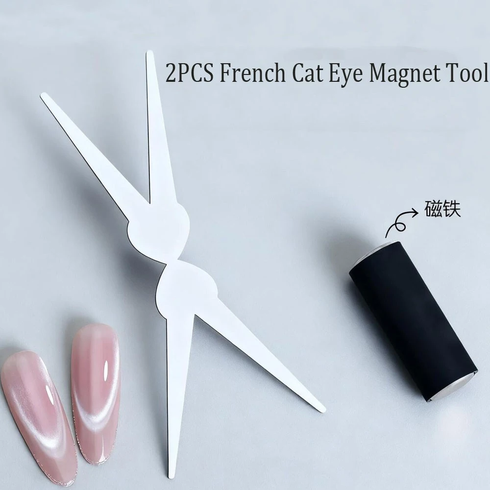  Glasperlen speziell für Katzenauge, rosa Nagel-Magnetstab, neu verbessertes Nagellack-Kleber-Magnetstab, Doppelkopf-Magnetwerkzeug