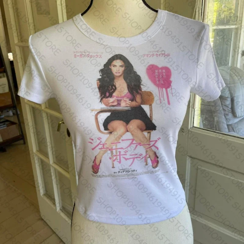 Shoujo فتاة نمط ستار فتاة Y2k Kawaii تي شيرت للنساء الجرافيك تي شيرت المرأة اقتصاص 90s الملابس خمر 2000s بلايز القوطية
