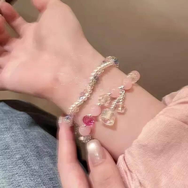 

Colorful Crystal Pearl Butterfly Beaded Bracelet for Women's Summer Dopamine Stacked Bracelet 2025 New Student Bracelet Jewelry