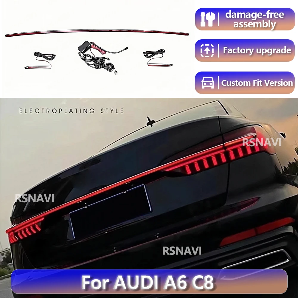 

Динамические светодиодные задние фонари RGB для Audi A6 A6L C8 (2019-2024), улучшенные стоп-сигналы с плавной сменой цвета, точная установка.