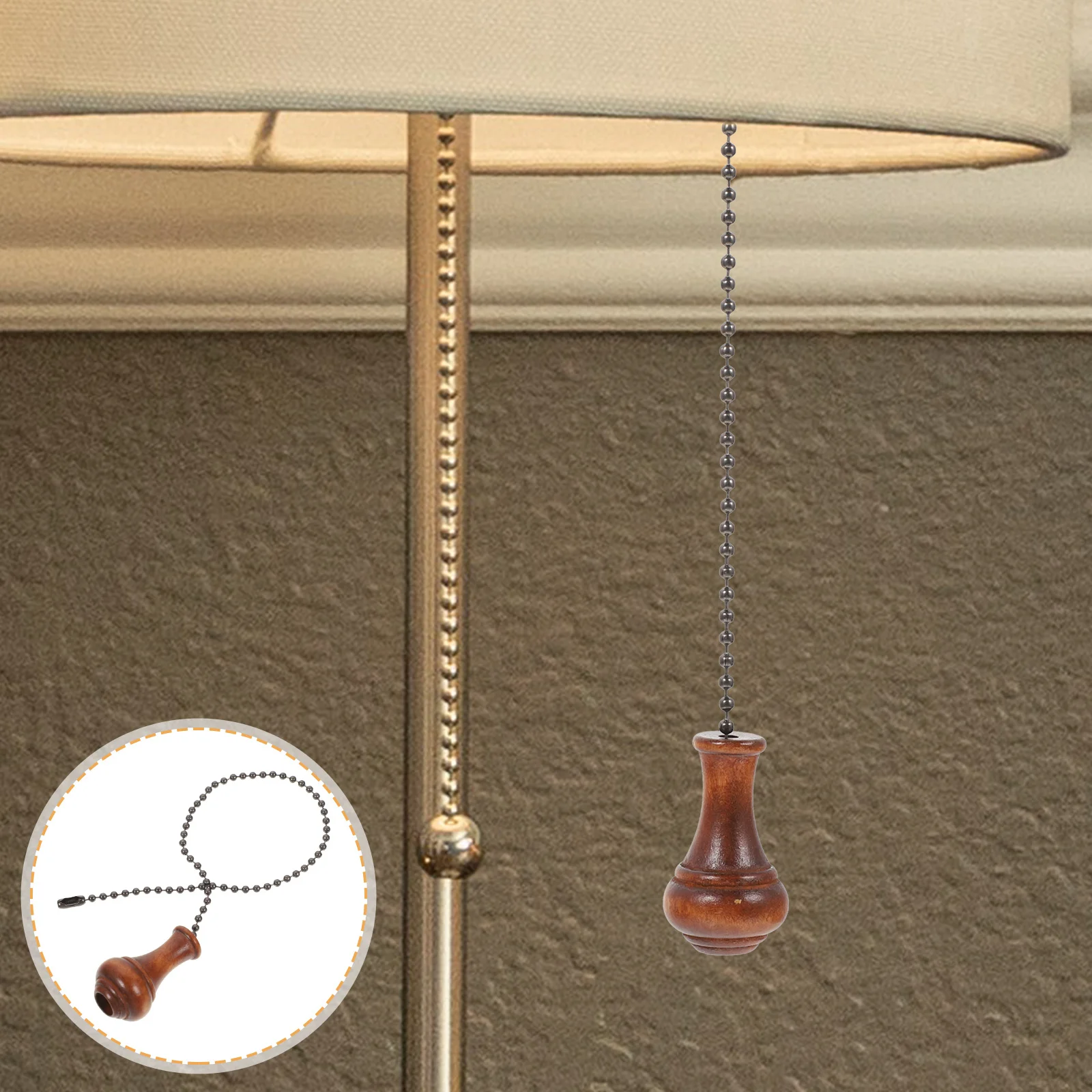 

5Pcs Ceiling Fan Pull Chain Wooden Beaded Extender Fan Replacement Lamp Pulling Chain for Light Fixtures Decorative Vintage