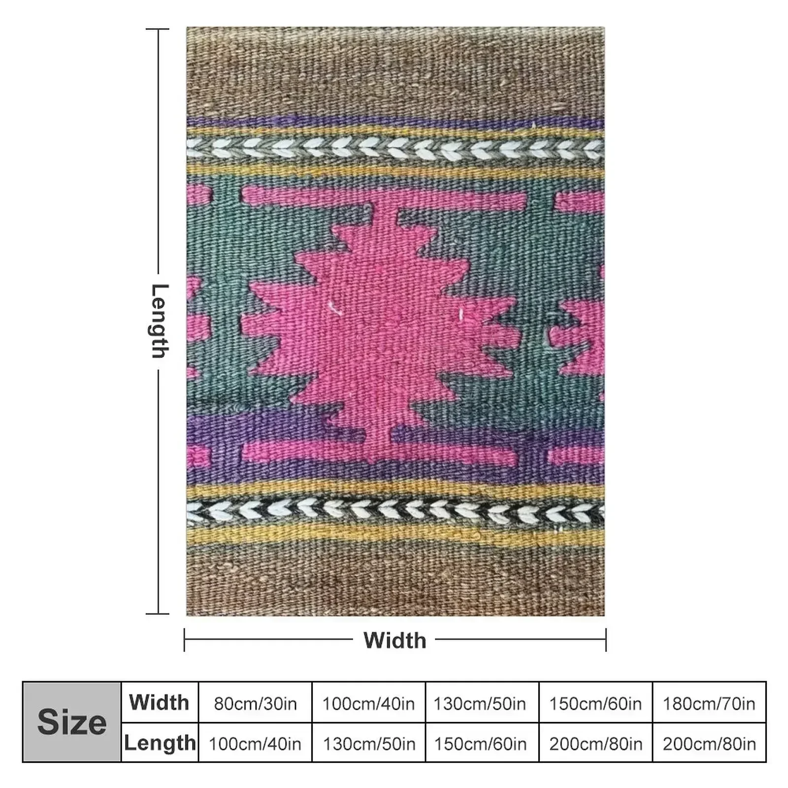Decorative Kilim, Navaho Weave, Woven Textile Throw Blanket couch cozy soft plush fuzzy picnic outdoor blanket