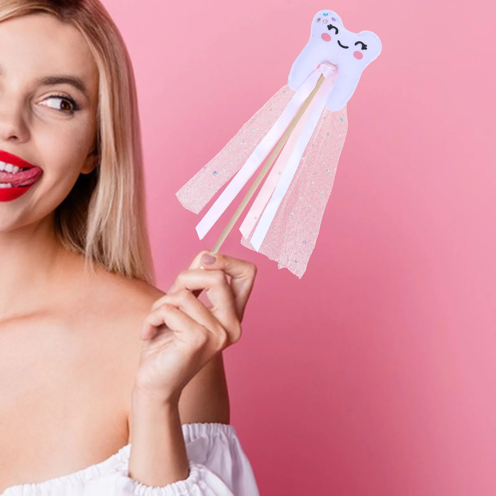 

Fairy Wand Ribbon Novelty Teeth Fairy Stick Kids Party Dress Up Costume Prop Stage Performance Wand Angel Angel Teeth