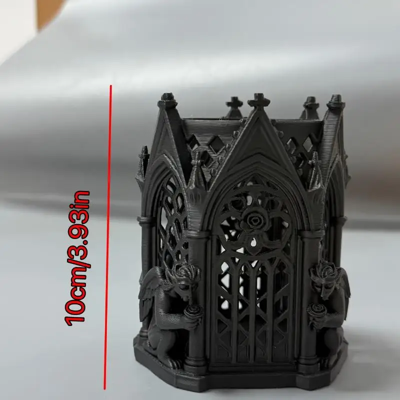 Dark Gothic Pen Holder - Black Ornamental Desk Accessory for Home Office Decor, Edgy Storage Solution & Cool Gift Idea