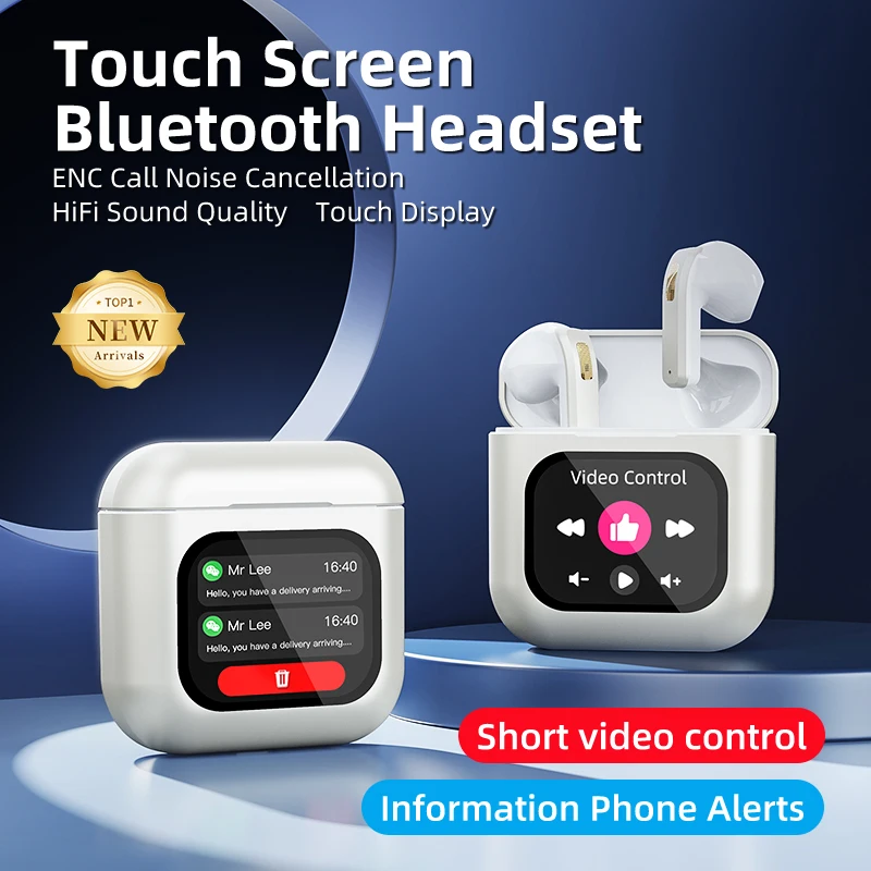 سماعات بلوتوث لاسلكية ذكية تعمل باللمس مع عمر بطارية طويل وسماعات بلوتوث رياضية لتقليل الضوضاء مع بطاقة 8GTF #2