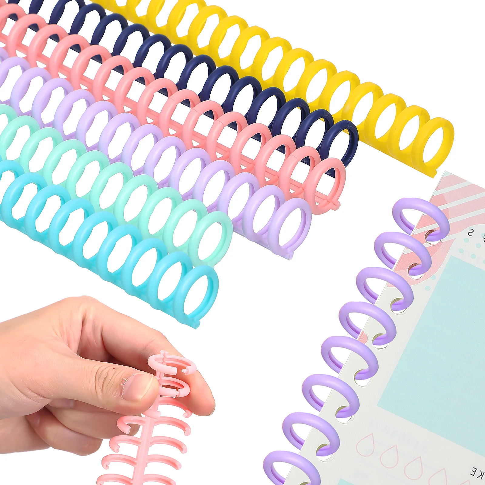 

12 Pcs Plastic Binding Ring Loose-leaf Notebook Spiral Comb Spines Binder Rings