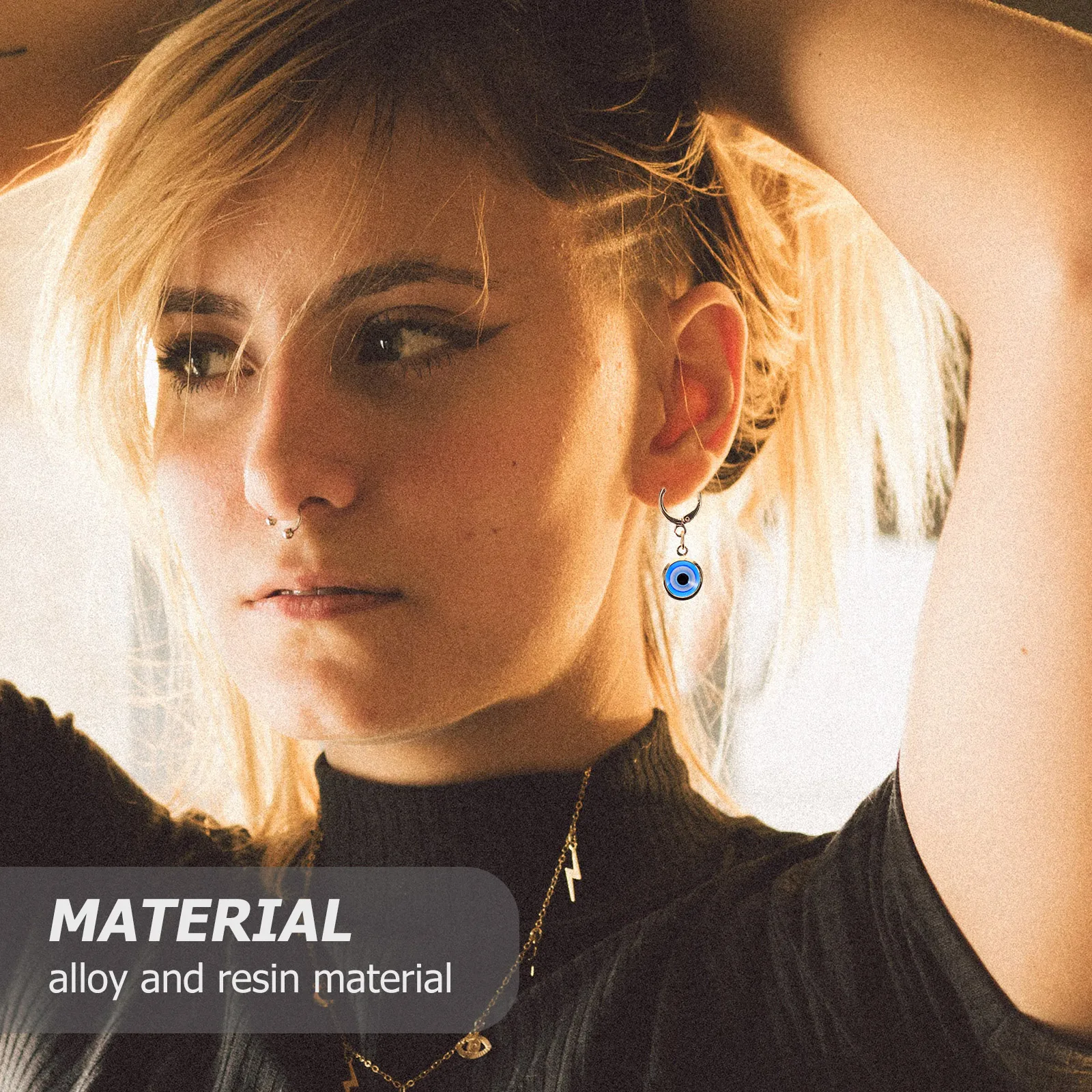 أقراط عين الشر للنساء مصنوعة من خليط معدني من الراتنج مريحة للحفلات اليومية، هدية بسيطة محظوظة مزخرفة على شكل قطرة للأذن للفتيات