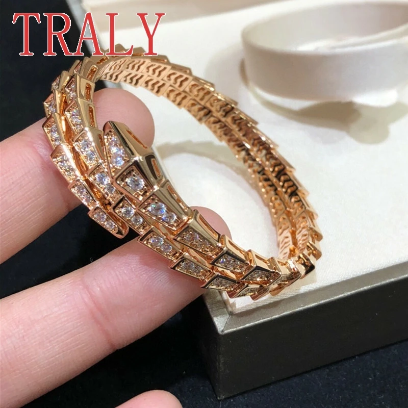 925 Sterling Silver Moissanite Diamond Opening Snake Bone Bracelet Three Circles Bangle for Women Men Luxury Party Jewelry Gifts