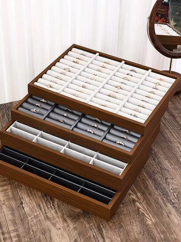 Retro Style 36 Slot Jewelry Display Stand Bracelet Earring Ring Storage Rack Photography Platform Fashion Accessory Organizer