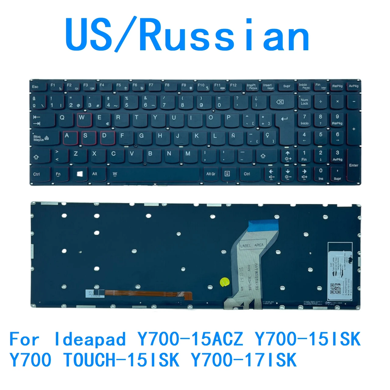 جديد اللغة الروسية الأمريكية الخلفية لوحة المفاتيح ل HP Ideapad Y700-15ACZ Y700-15ISK Y700 TOUCH-15ISK Y700-17ISK استبدال لوحة المفاتيح