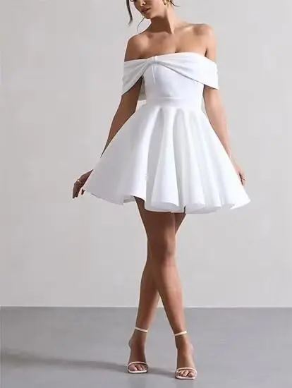 Kurze Brautkleider für die Braut, schlichtes Mini-Boho-Strand-Brautpartykleid 2025, über dem Knie, formelles Minikleid, weißes Kleid